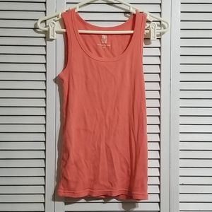 Orange Ribbed Cotton Tank Top
